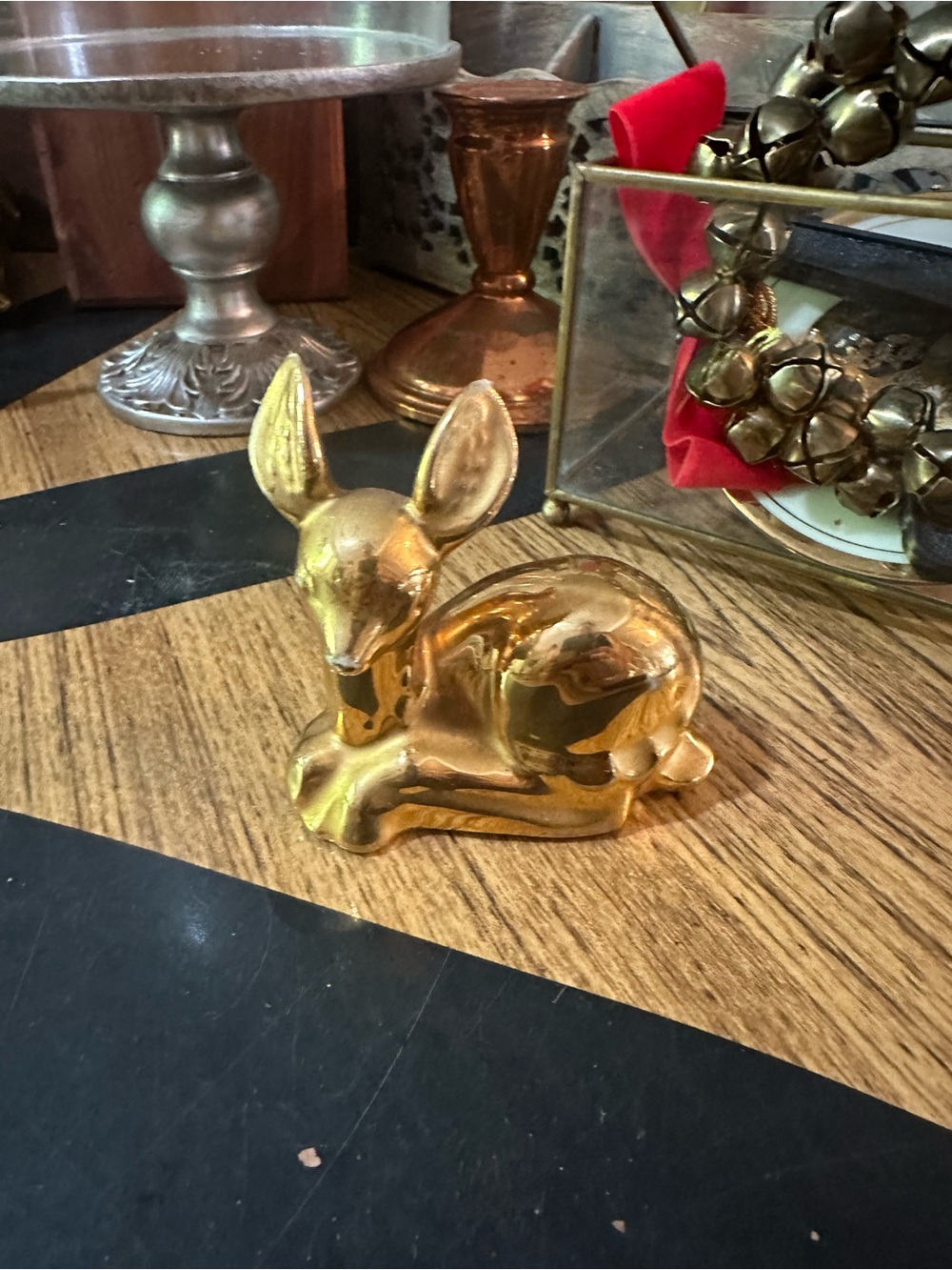 Vintage Gold Ceramic Deer Figurine